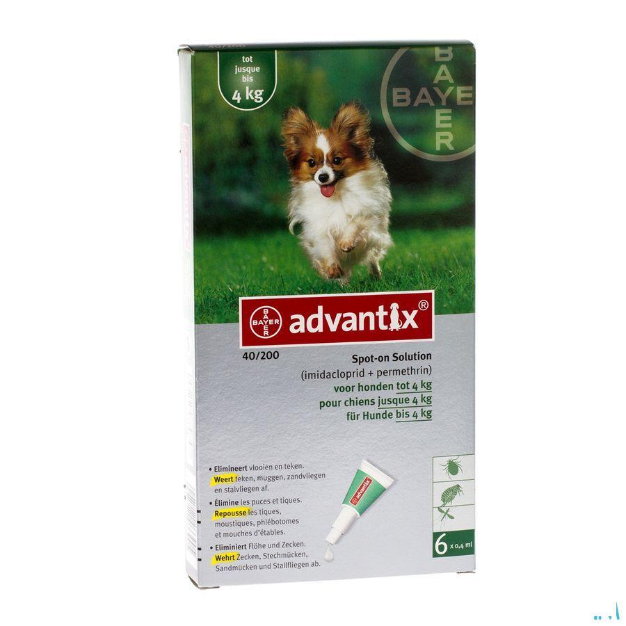Advantix 40 - 200 Honden < 4kg Flacon 6x0,4 ml
