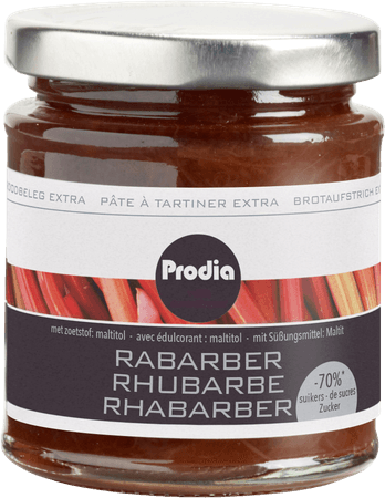Prodia Broodbeleg Extra Rabarber Maltitol 215 gr  -  Revogan