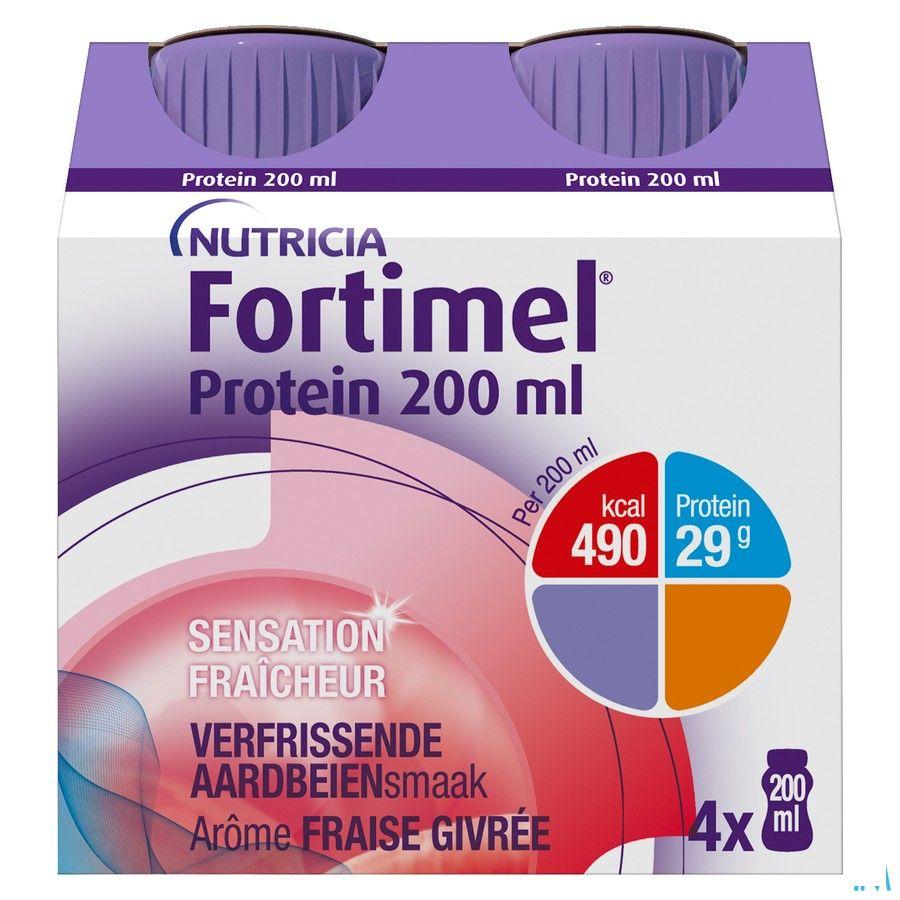 Fortimel Protein 200 ml Aardbei Verfrissend 4X200 ml  -  Nutricia