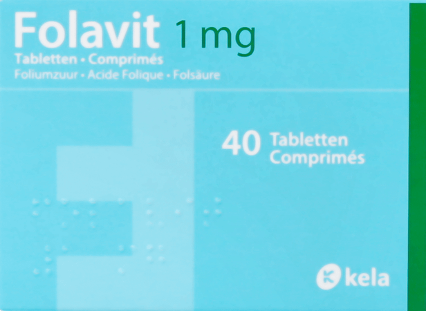 Folavit 1 mg Comp 40 X 1 mg  -  Kela Pharma