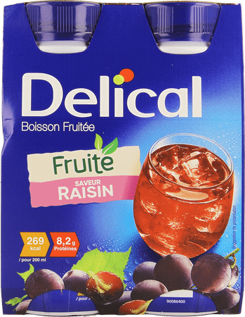 Delical Fruitdrink Druiven 4x200 ml  -  Bs Nutrition