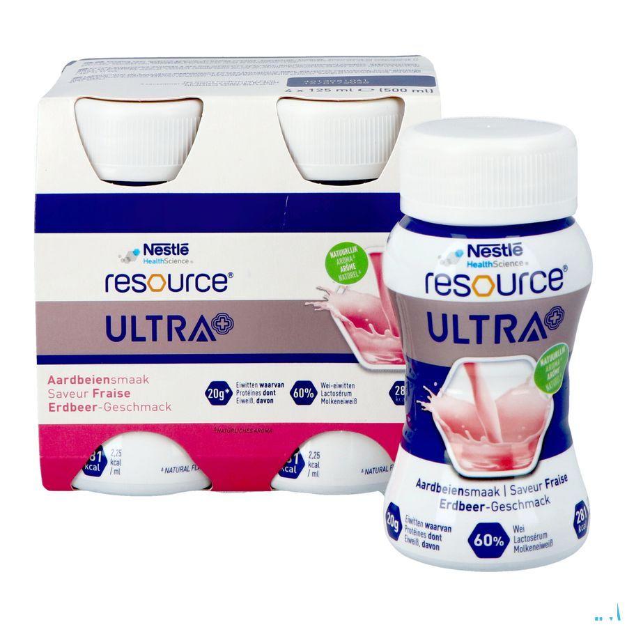 Resource Ultra+ Aardbeiensmaak 4X125 ml