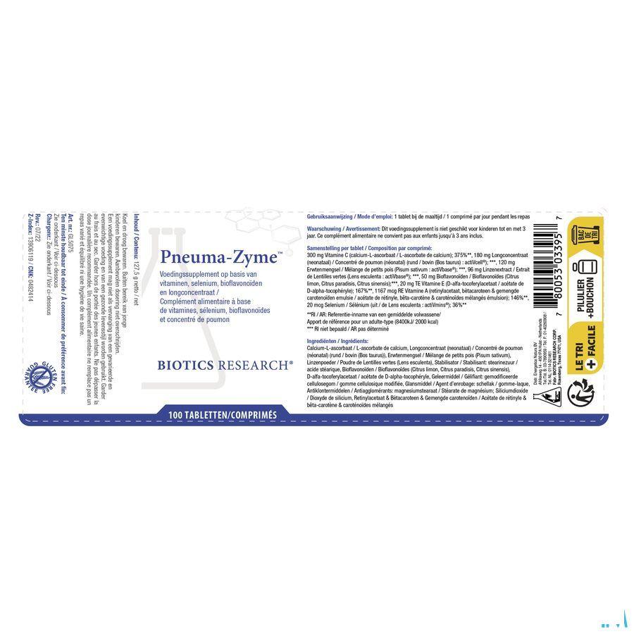 Biotics Pneuma-Zyme 100 tabletten  -  Energetica Natura