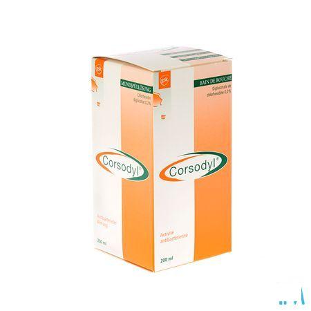 Corsodyl 2 mg/ml Solution Bain Bouche 200 ml