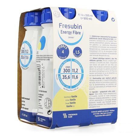 Fresubin Energy Fibre Drink Vanille Flacon 4x200 ml  -  Fresenius