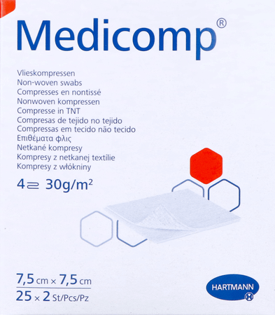 Medicomp Kompres Steriel 4L 7,5X7,5Cm 30G 25X2  -  Hartmann