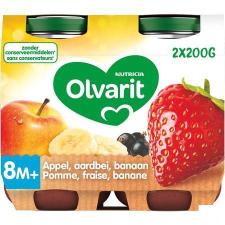 Olvarit Fruit Pomme Fraise Cassis 2x200 gr 8m60  -  Nutricia