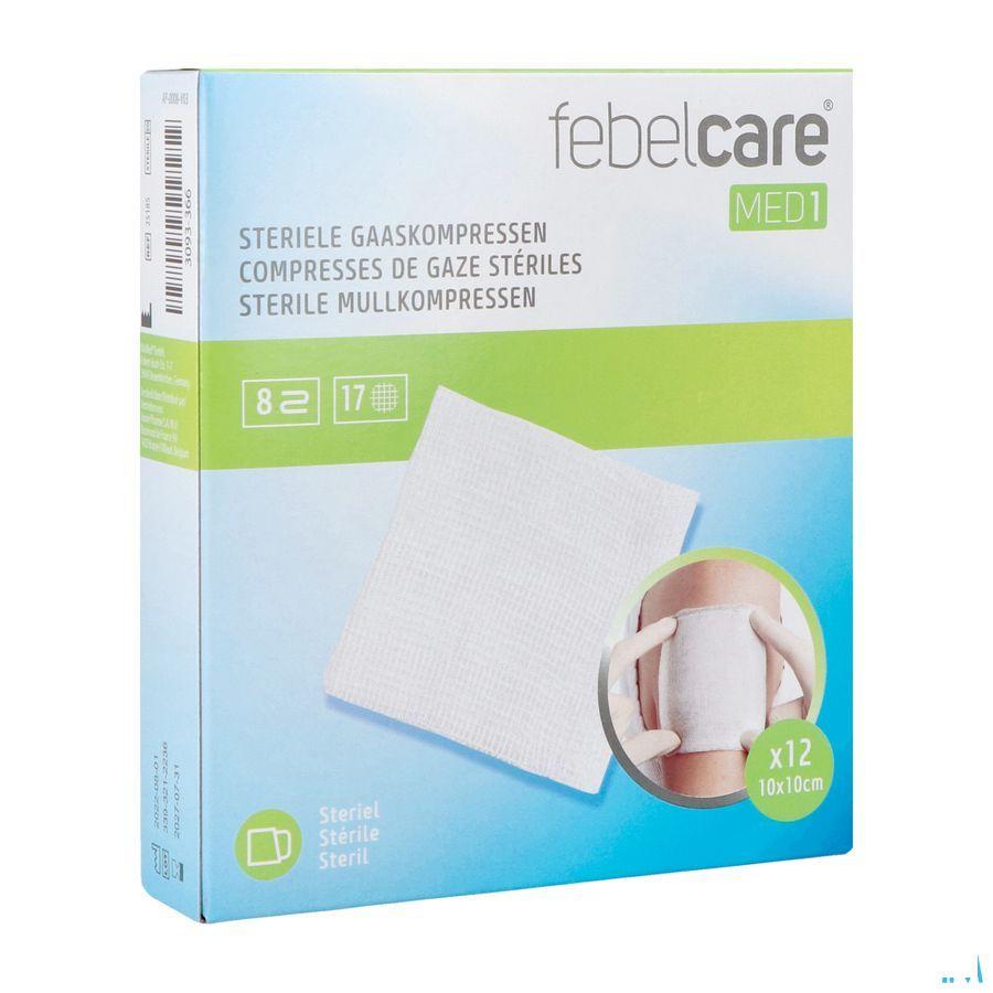 Febelcare Gaaskompres Steriel 10,0x10,0cm 12x1