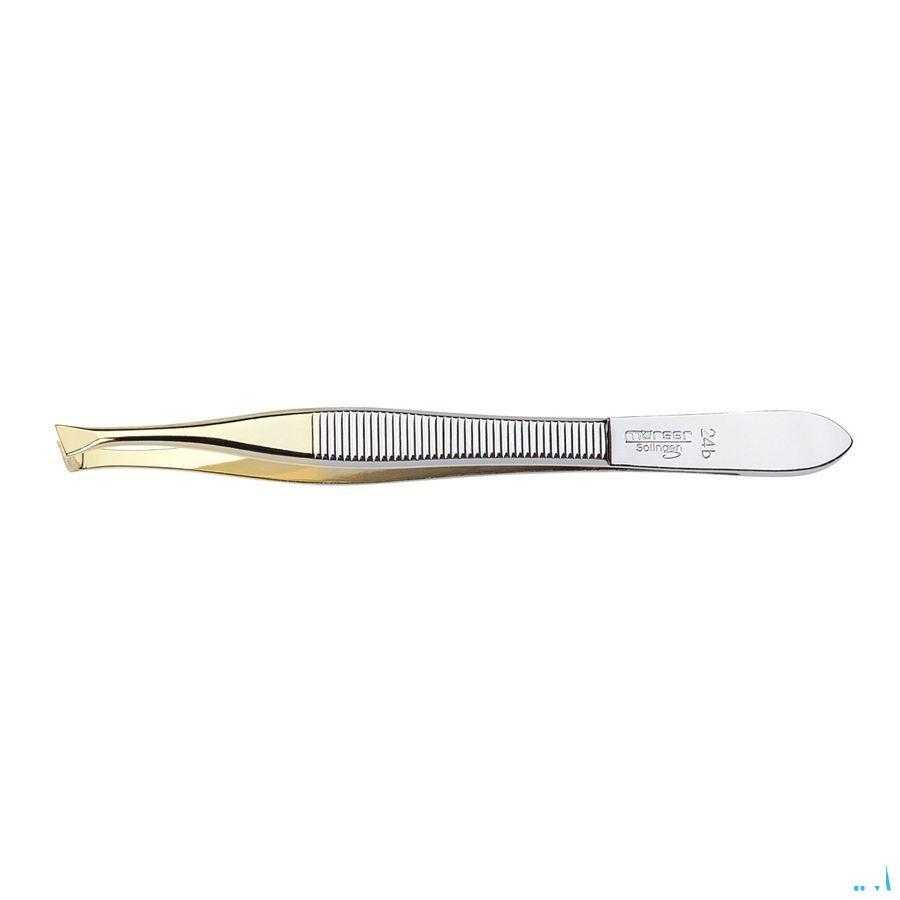 Morser Pincet, Schuine Punten, Verguld Nr 24b  -  Eureka Pharma