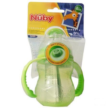 Nuby Trainingsfles Met Antilektuit - 240 ml - 6m +   -  New Valmar