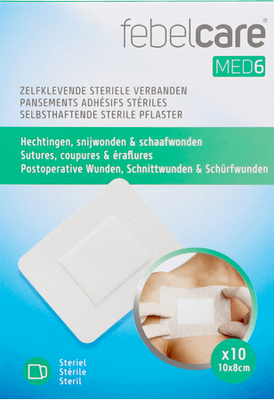 Febelcare Med6 Zelfkl.steriele Verband.10x8cm 10st