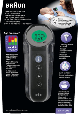 Braun Thermometer Z/Cont.+Contact Age Precis.Zwart
