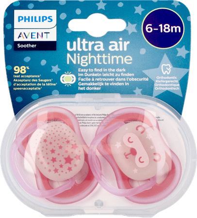 Philips Avent Fopspeen +6M Air Night Girls  -  Bomedys
