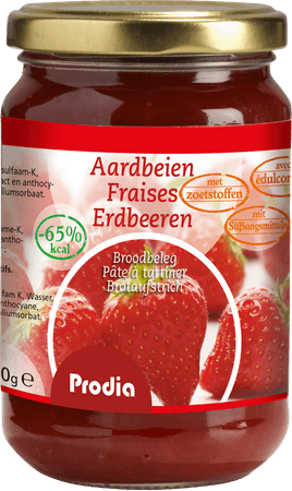Prodia Broodbeleg Aardbei + Maltitol 300 gr 6071  -  Revogan