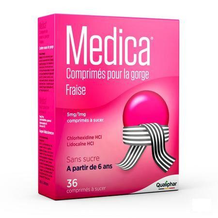 Medica Keeltabletten Aardbei Zuigtabl 36