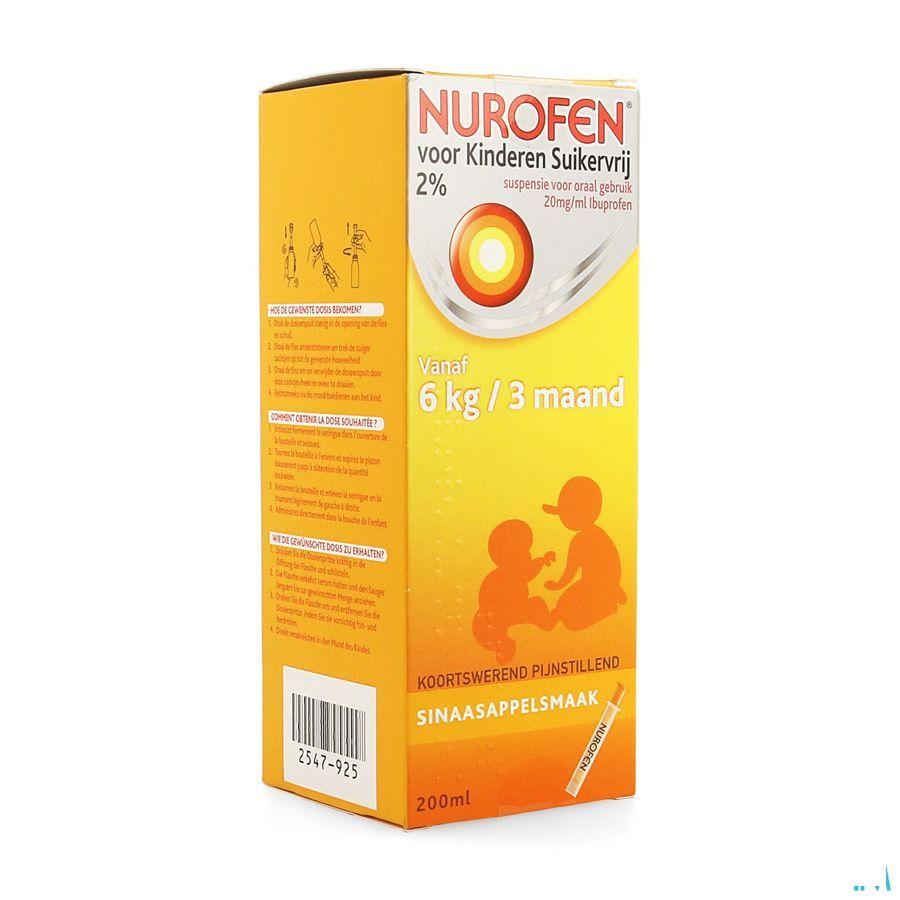 Nurofen Enfant Orange Suspension Sans Sucre 200 ml
