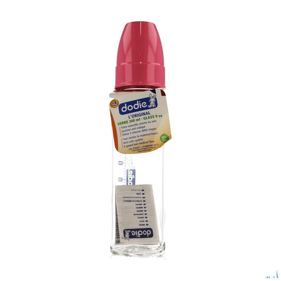 Dodie Zuigfles Glas Rose 2lftd 240 ml