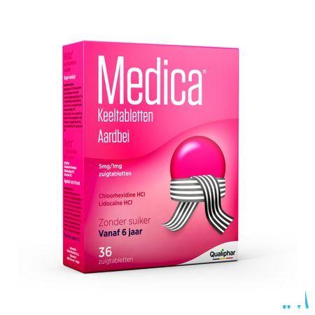 Medica Keeltabletten Aardbei Zuigtabl 36