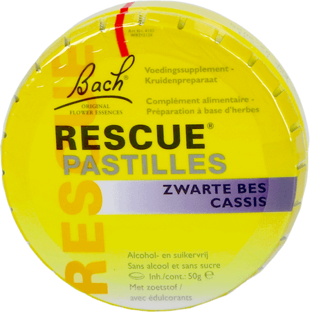 Bach Rescue Pastilles Zwarte Bes Suikervrij 50 gr