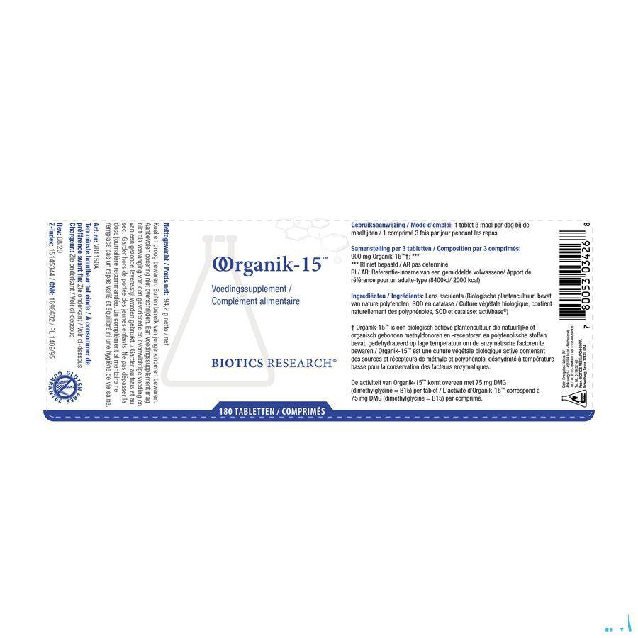 Biotics Oorganik-15 180 tabletten  -  Energetica Natura
