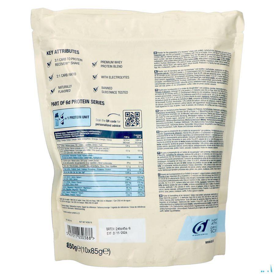 6D Recovery Shake Vanilla Pdr 850g 6D Recovery Shake Vanilla Pdr 850g
