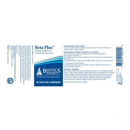 Biotics Beta Plus 90 tabletten  -  Energetica Natura