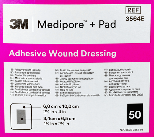 Medipore + Pad 3m 6x10,0cm 50 3564e  -  3M