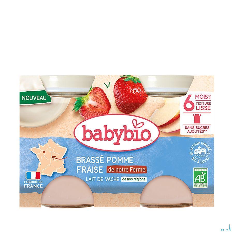 Babybio Bipack Appel-Aardbei +6M 2X130g 51093