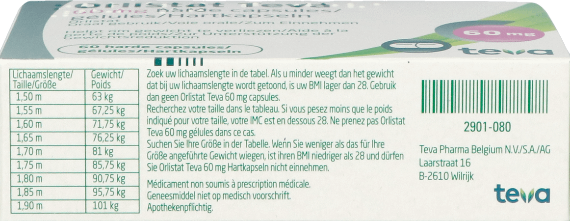 Orlistat Teva Harde Capsule 60 X 60 mg 