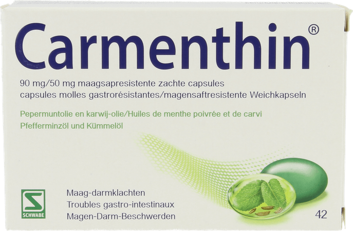 Carmenthin 90 mg/50 mg Maagsapresist. Zachte Caps 42  -  Vsm