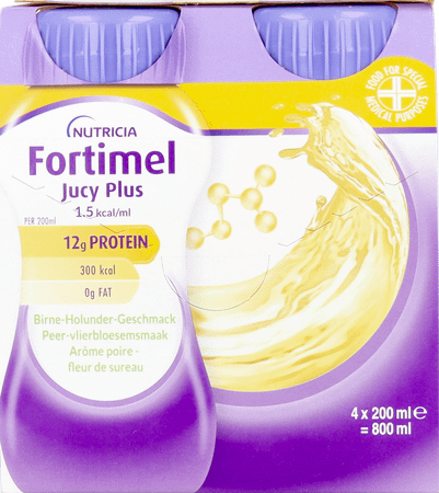 Fortimel Jucy Plus Peer Vlierbloes. 4 x 200 ml 185088