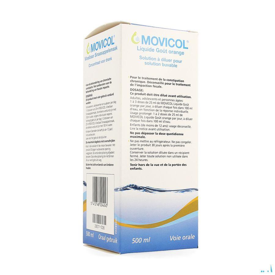 Movicol Liquide Gout Orange Solution Dil Buvable 500 ml 