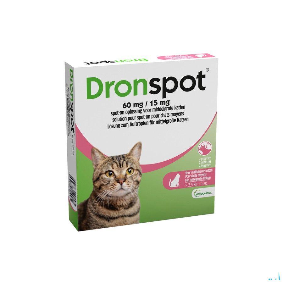 Dronspot 60 mg/15 mg Spot-On Chat Moyen>2,5-5Kg Pip2