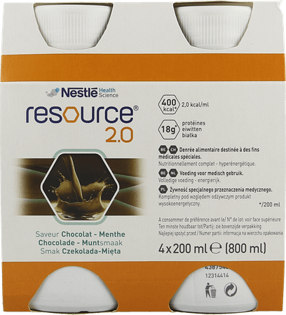 Resource 2.0 Chocolade-munt 4x200 ml 12314414  -  Nestle