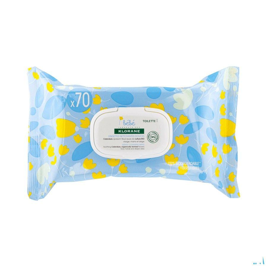 Klorane Bebe Lingettes Nettoyantes Douces 70u