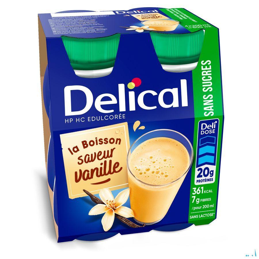 Delical Melkdrank Z/Suiker Vanille 4X200 ml