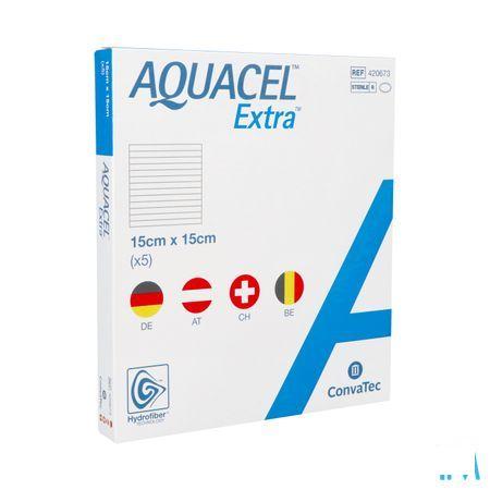 Aquacel Extra Pansement Hydrofiber + renf.fibr.15x15cm 5  -  Convatec