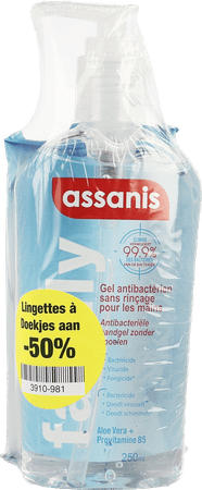 Assanis Family Gel 250 ml + Doekjes 25 1/2 Prijs