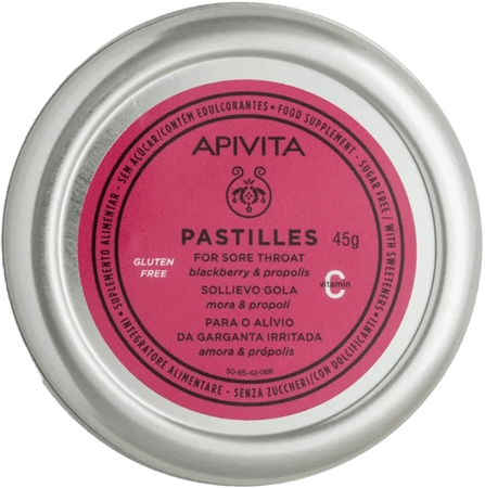 Apivita Pastilles Keelpijn Zwarte Bes-honing 45 gr
