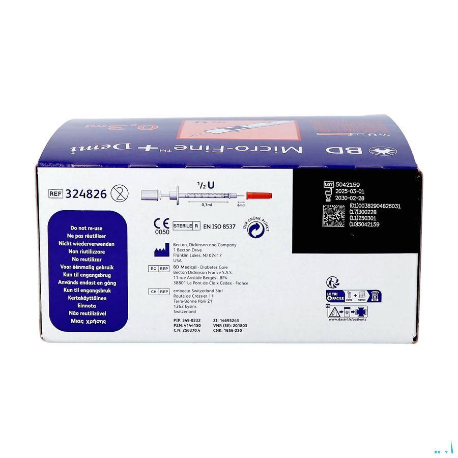 Bd Microfine+ Ser.Ins.Demi 0,3  ml 30G 8Mm100 324826