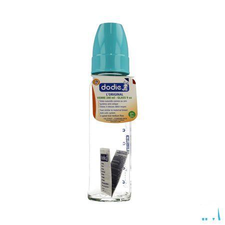 Dodie Zuigfles Glas Blue Lagoon 2lft 240 ml