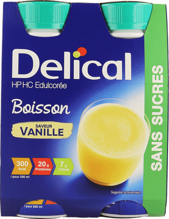 Delical Melkdrank Hp-hc zonder suiker Vanille 4x200 ml  -  Bs Nutrition
