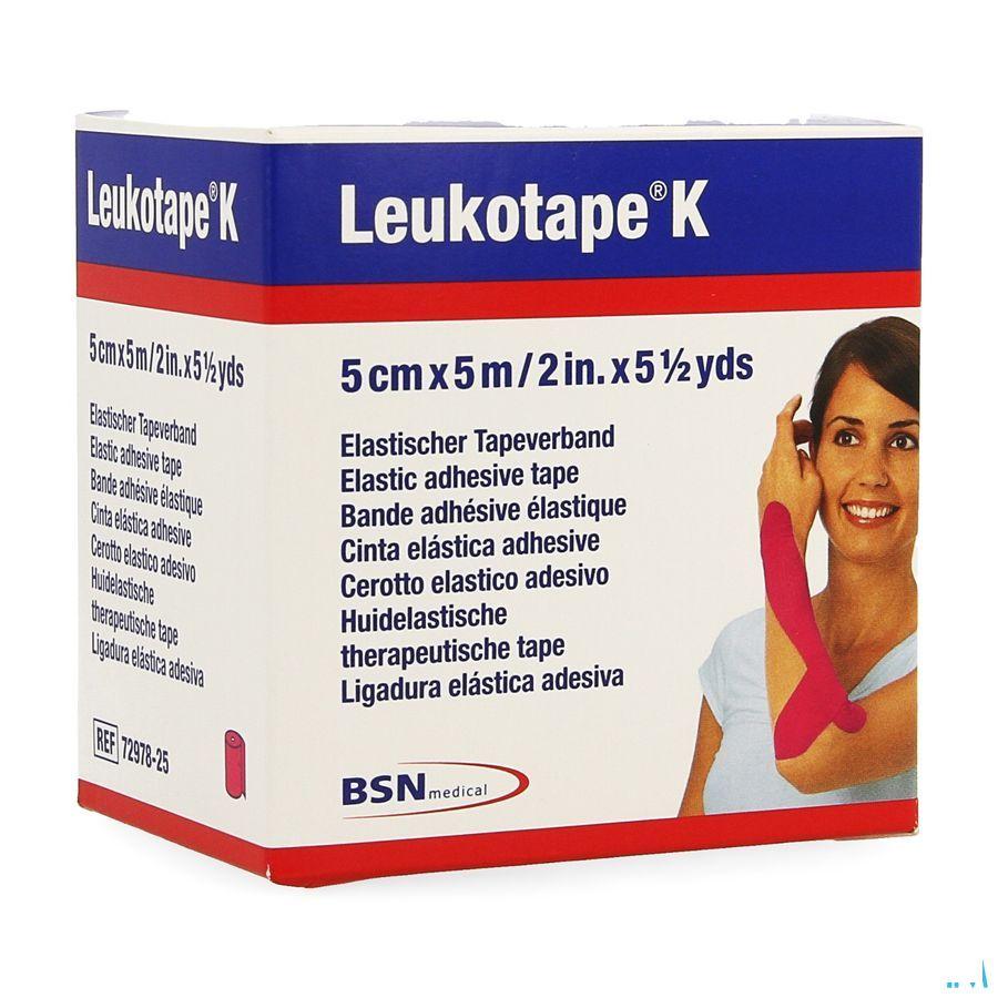Leukotape K Kleefwindel Elast Roze 5cmx5m 1