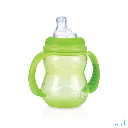 Nuby Trainingsfles Met Antilektuit - 240 ml - 6m +   -  New Valmar