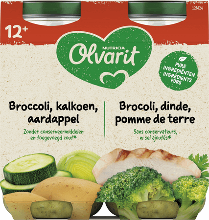 Olvarit Broccoli Kalkoen Aardappel 2x250 gr 12m00  -  Nutricia
