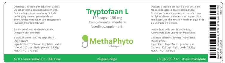 Tryptofaan L 150 mg 120 Capsule Hildegard  -  Methaphyto