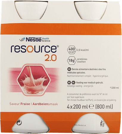 Resource 2.0 Aardbei 4x200 ml 12100544  -  Nestle