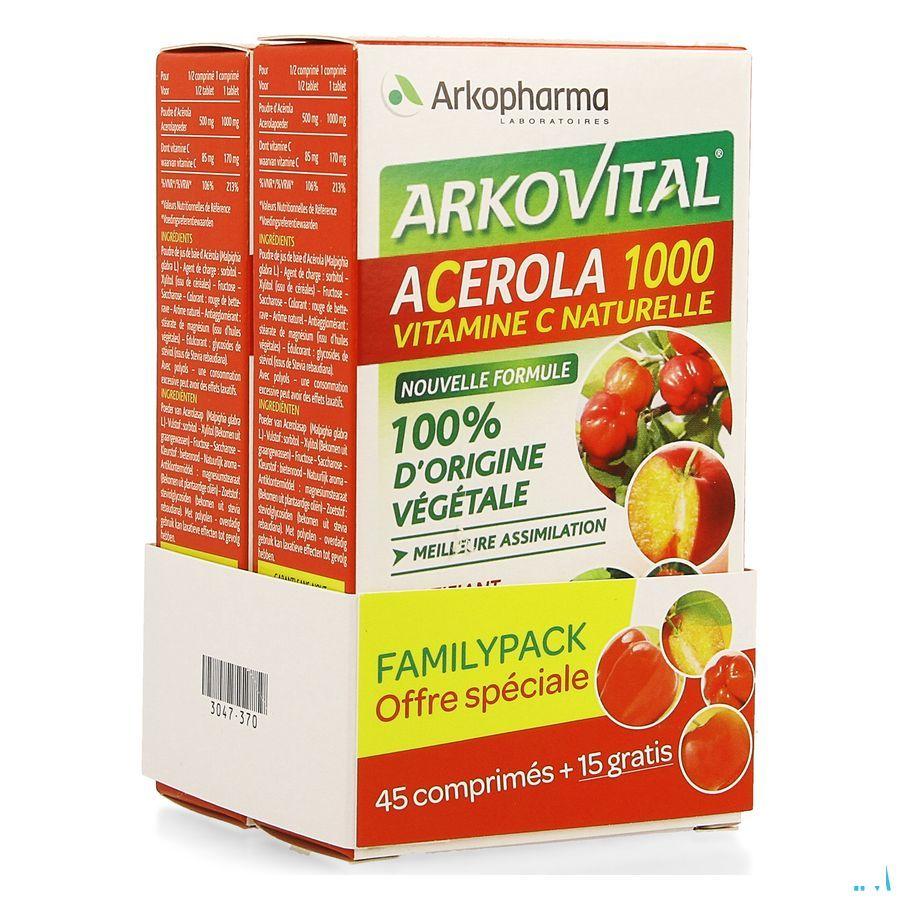 Arkovital Acerola 1000 Familypack Comprimes A Macher 60  -  Arkopharma