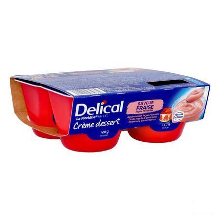Delical Creme Dessert La Floridine Aardbei 4X125 g  -  Bs Nutrition