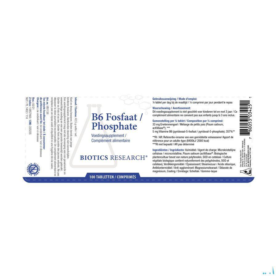 Biotics B6 Fosfaat 100 tabletten  -  Energetica Natura